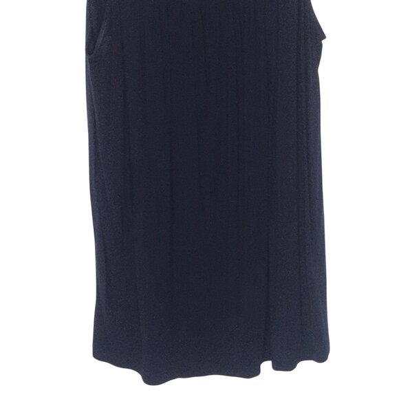 dressbarn Tank Top Womens Small Navy Blue Scoop Neck Pleated Rayon Spandex Soft - Picture 14 of 14